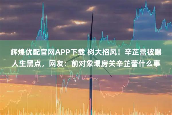辉煌优配官网APP下载 树大招风！辛芷蕾被曝人生黑点，网友：前对象塌房关辛芷蕾什么事