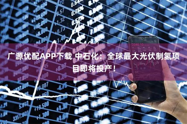 广源优配APP下载 中石化：全球最大光伏制氢项目即将投产！